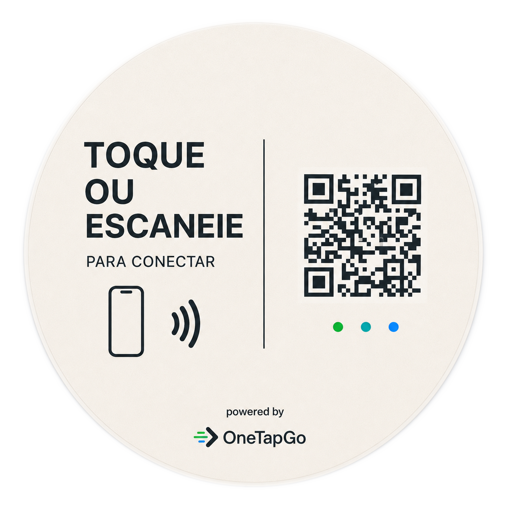 Tag OneTapGo minimalista off-white